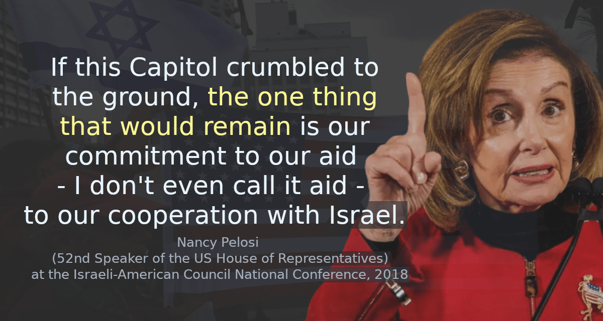 If this Capitol crumbled to the ground, the one thing that would remain is our commitment to our aid - I don&rsquo;t even call it aid - to our cooperation with Israel.