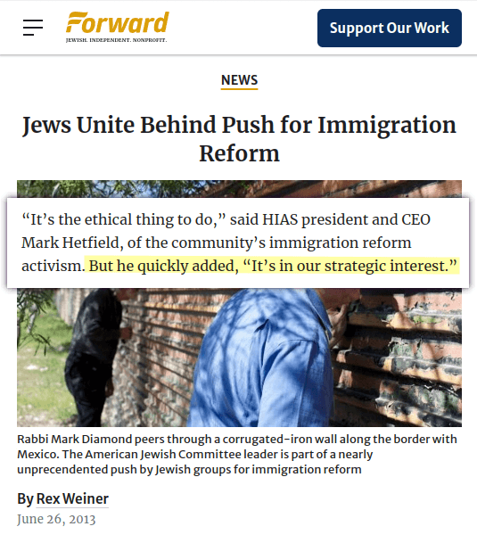 &ldquo;It’s the ethical thing to do,&rdquo; said HIAS president and CEO Mark Hetfield, of the community’s immigration reform activism. But he quickly added, &ldquo;It’s in our strategic interest.&rdquo;